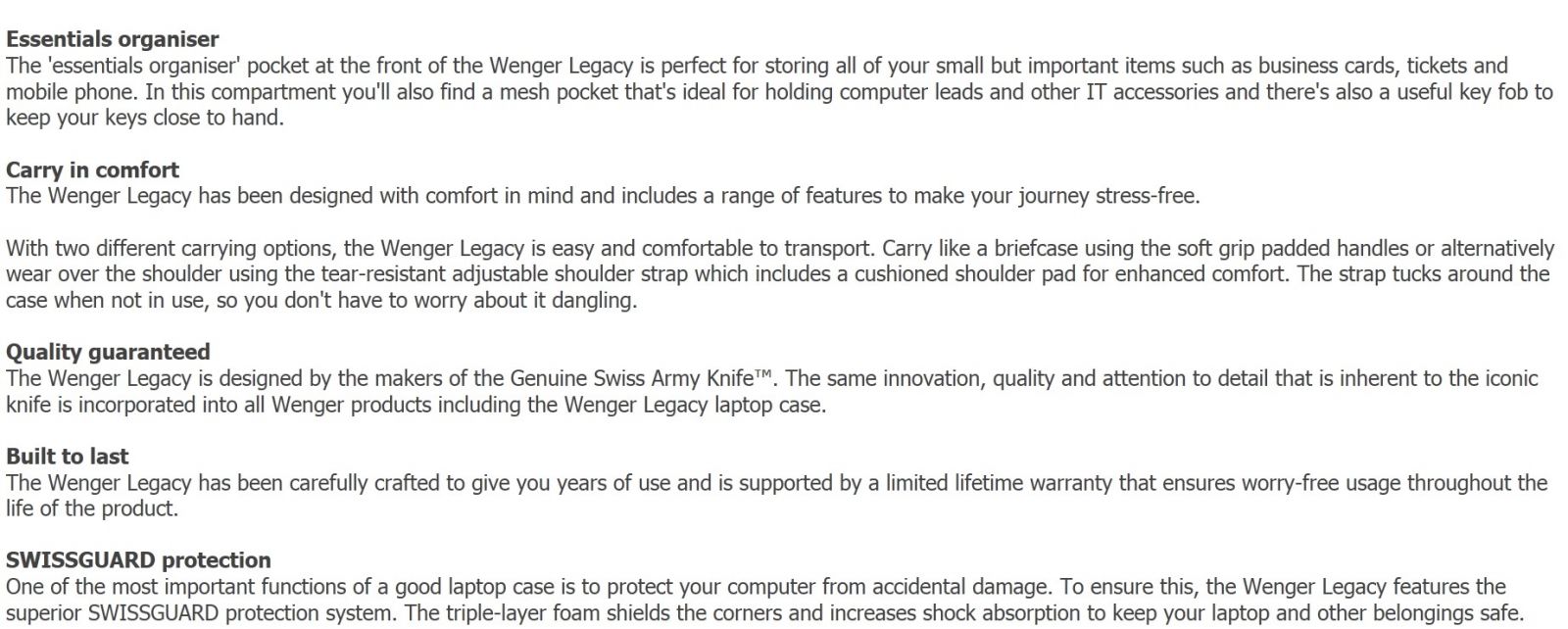 תיק צד למחשב נייד - SWISS GEAR LEGACY DOUBLE